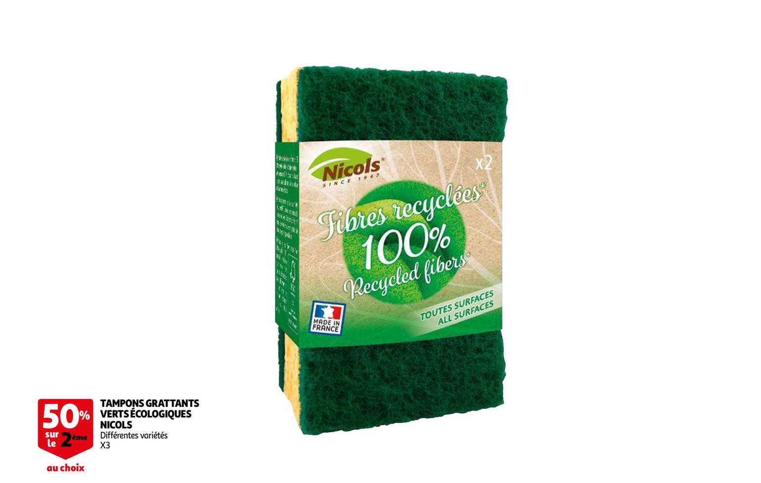 tampons grattant verts écologique nicols