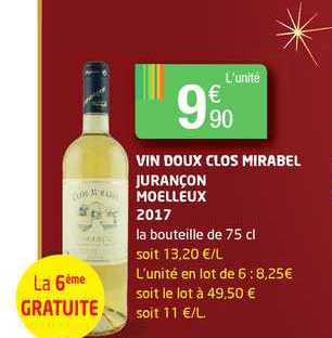 vin doux clos mirabel jurançon moelleux 2017
