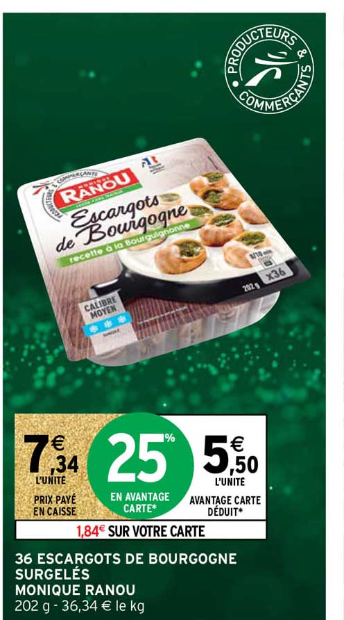 36 escargots de bourgogne surgelés monique ranou