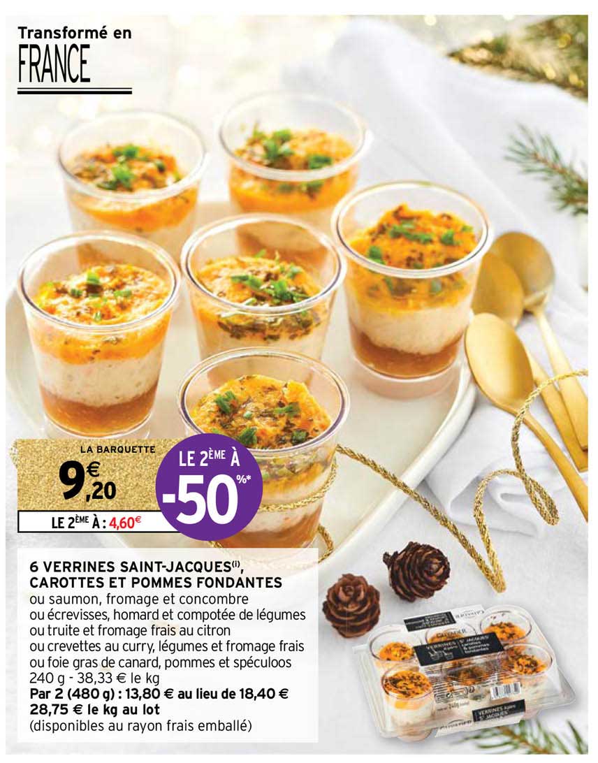 6 verrines saint-jacques carottes et pommes fondantes