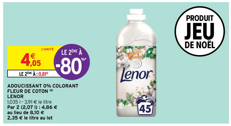 adoucissant 0% colorant fleur de coton lenor