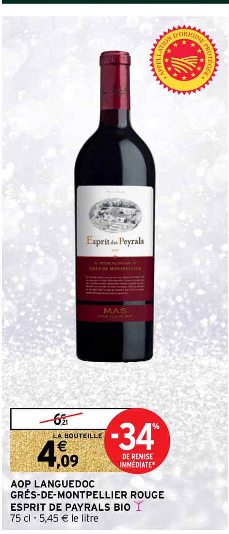 aop languedoc grés-de-montpellier rouge esprit de payrals bio