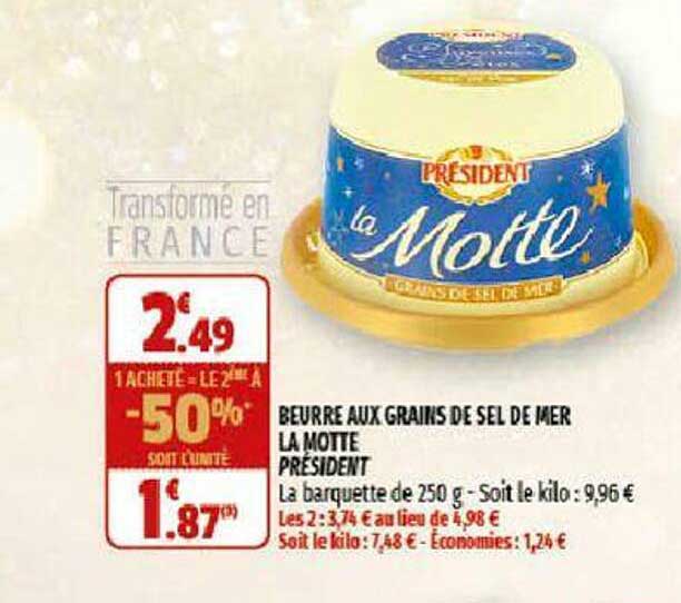 beurre aux grains de sel la motte président