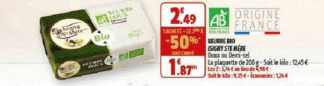 beurre bio isigny ste mère