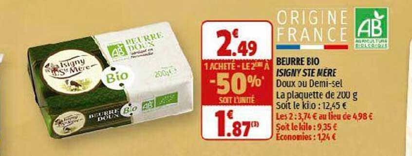 beurre bio isigny ste mère