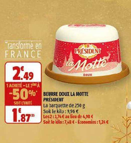 beurre doux la motte président