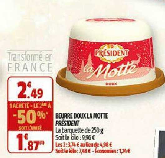 beurre doux la motte président