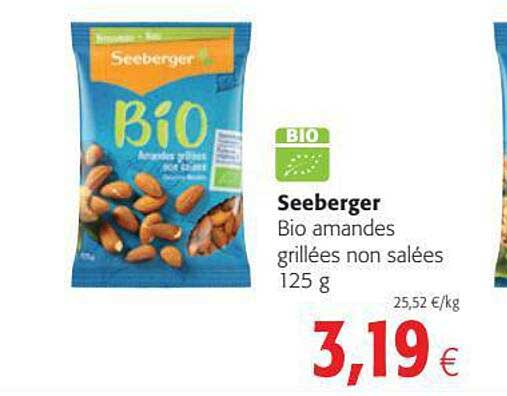 bio amandes grillées non salées seeberger