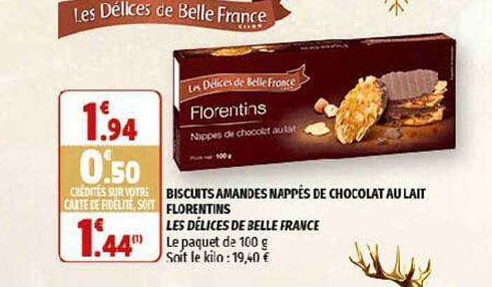 biscuits amandes nappés de chocolat au lait florentins les délices de belle france