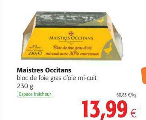 bloc de foie gras d'oie mi-cuit maistres occitans