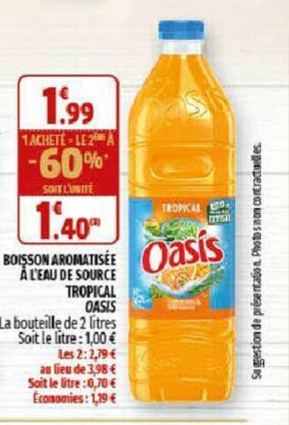 boisson aromatisée à l'eau de source tropical oasis