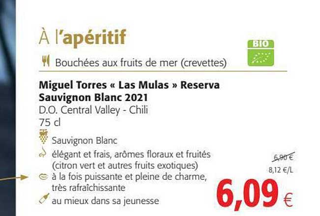 bouchées aux fruits de mer (crevettes) , miguel torres "las mulas" reserva sauvignon blanc 2021
