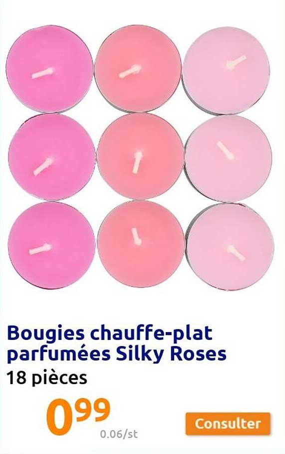 bougies chauffe-plat parfumées silky roses