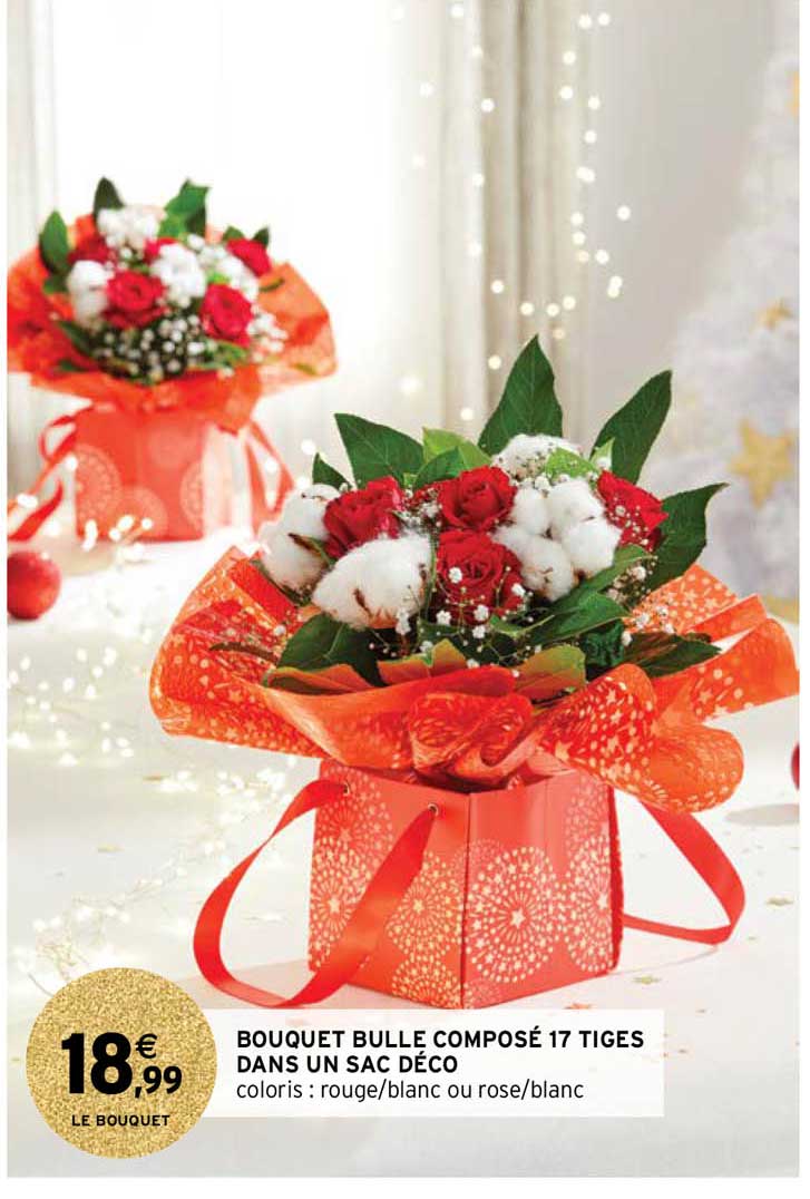 bouquet bulle composé 17 tiges dans un sac déco