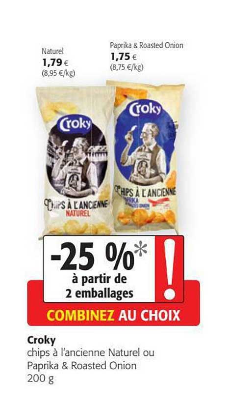 Chips à L'ancienne Naturel Ou Paprika & Roasted Onion Croky