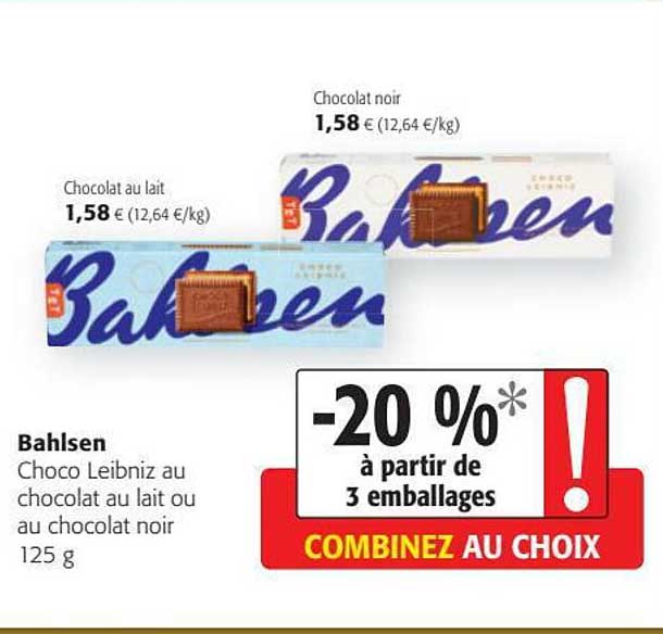 choco leibniz au chocolat au lait ou au chocolat noir bahlsen