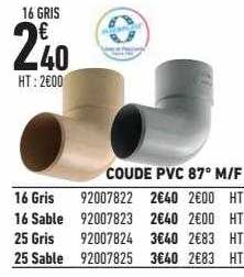 coude pvc 87° m-f