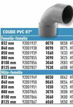 coude pvc 87°