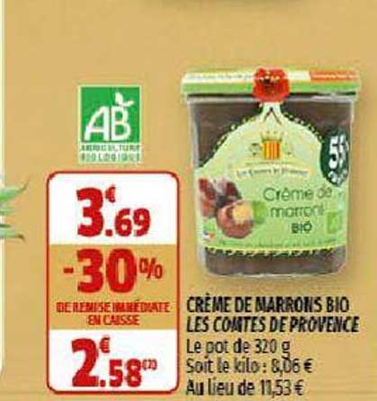 crème de marrons bio les comtes de provence