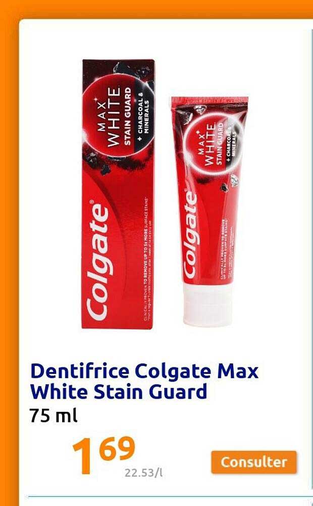 dentifrice colgate max white stain guard