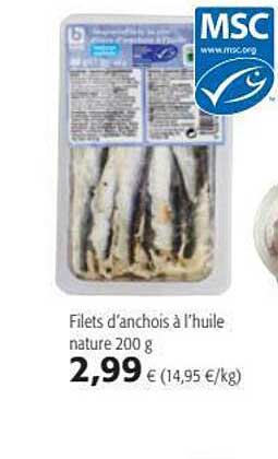 filets d'anchois à l'huile nature