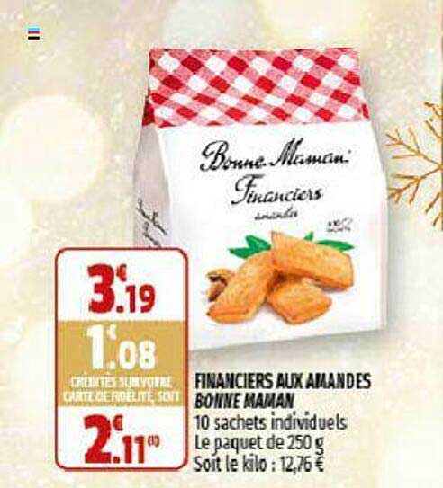 financiers aux amandes bonne maman