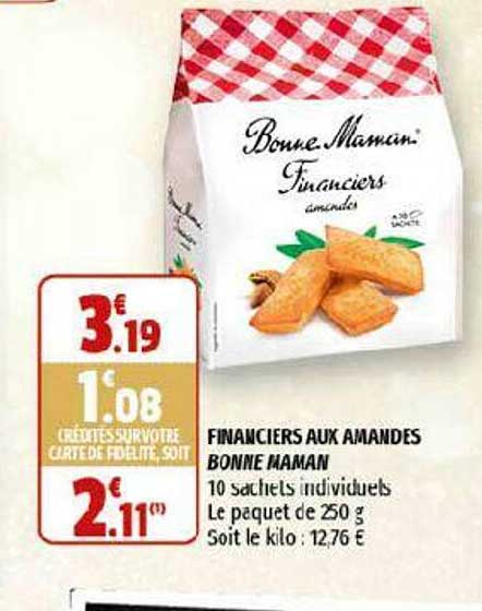 financiers aux amandes bonne maman
