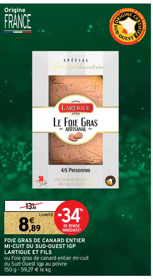 foie gras de canard entier mi-cuit du sud-ouest igp lartigue et fils