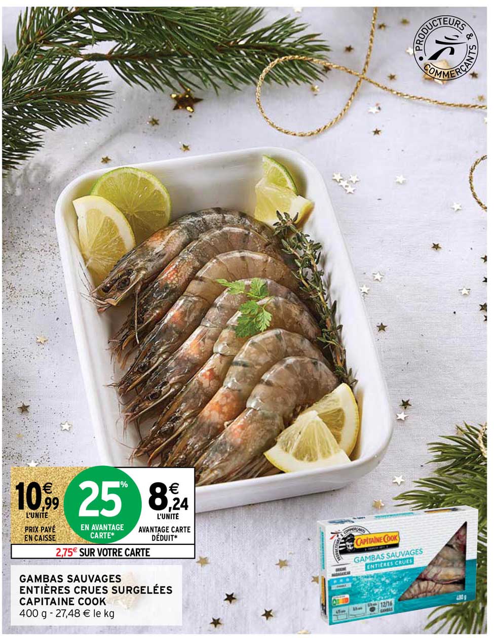 gambas sauvages entières crues surgelées capitaine cook