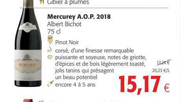gibier à plumes, mercurey a.o.p. 2018 albert bichot