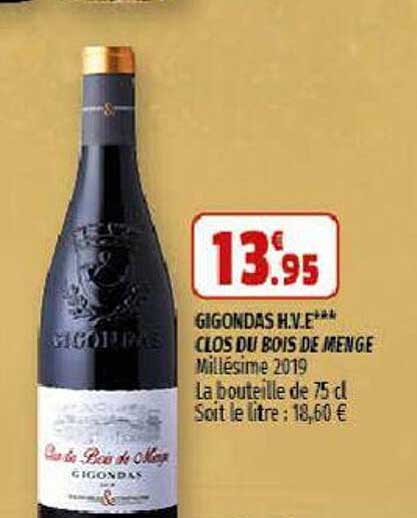 gigondas h.v.e. clos du bois de menge millésime 2019