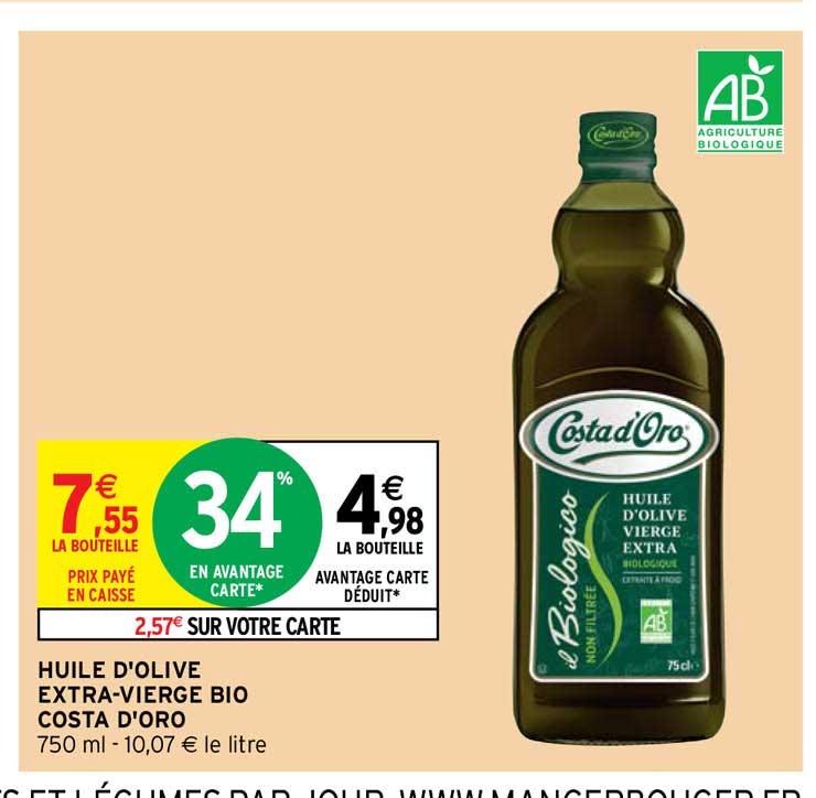 huile d'olive extra-vierge bio costa d'oro