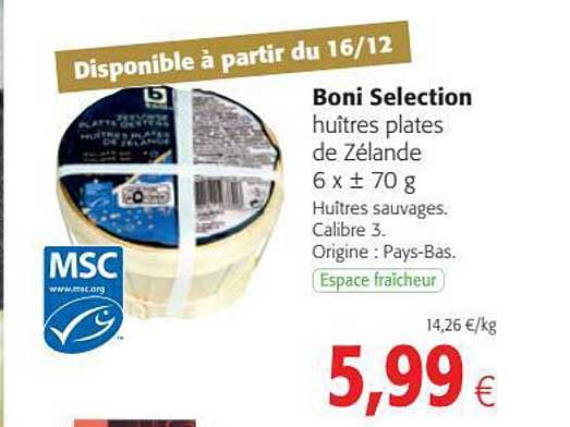 huîtres plates de zélande boni sélection