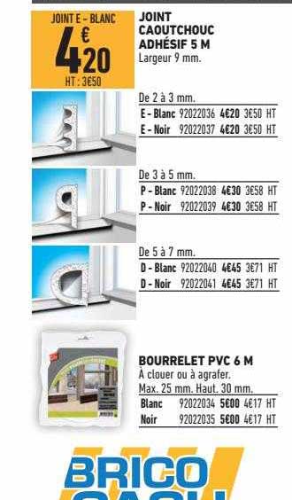 joint caoutchouc adhésif 5 m, bourrelet pvc 6 m