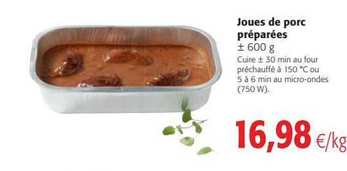 joues de porc préparées