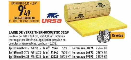 Laine De Verre Thermocoustic 32qp Ursa