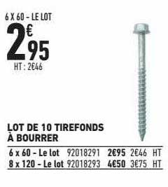 lot de 10 tirefonds à bourrer