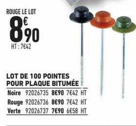 lot de 100 pointes pour plaque bitumée