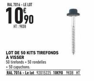 lot de 50 kits tirefonds à visser