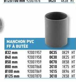 manchon pvc ff à butée