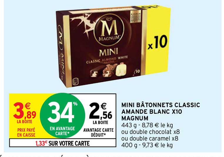 Mini Bâtonnets Classic Amande Blanc X10 Magnum