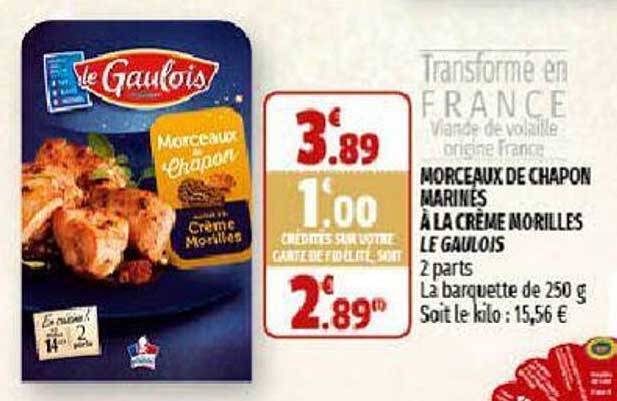 morceaux de chapon marinés à la crème morilles le gaulois