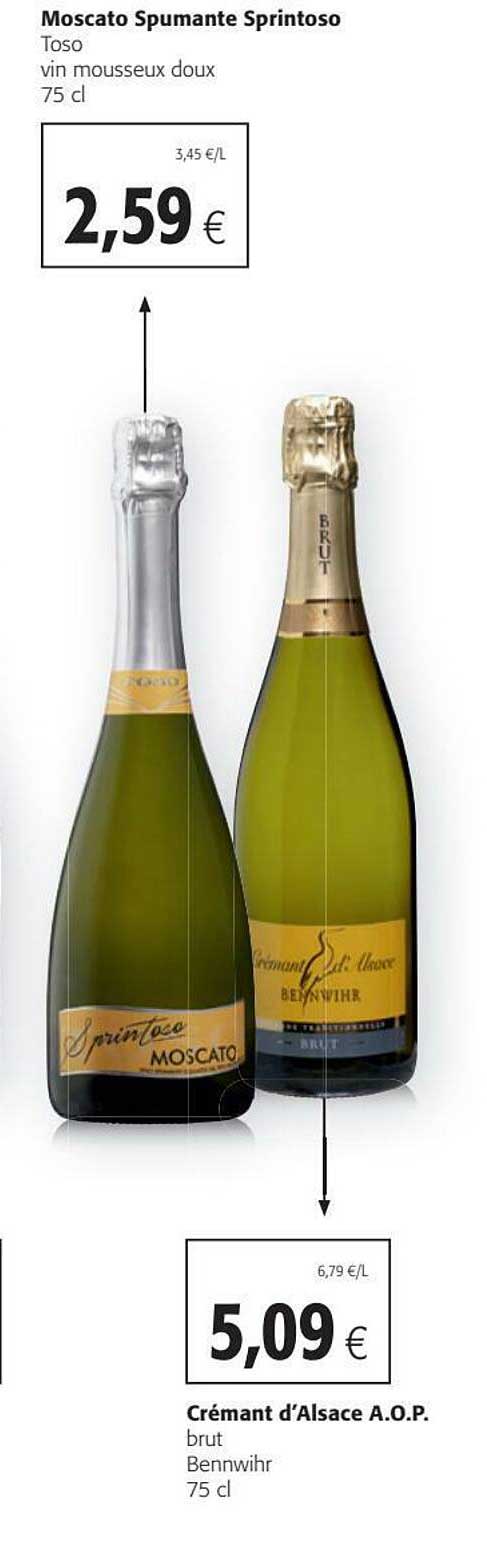 moscato spumante sprintoso, crémant d'alsace a.o.p.