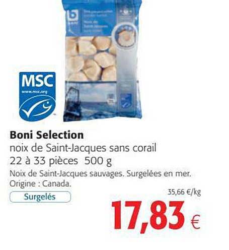 noix de saint-jacques sans corail boni sélection