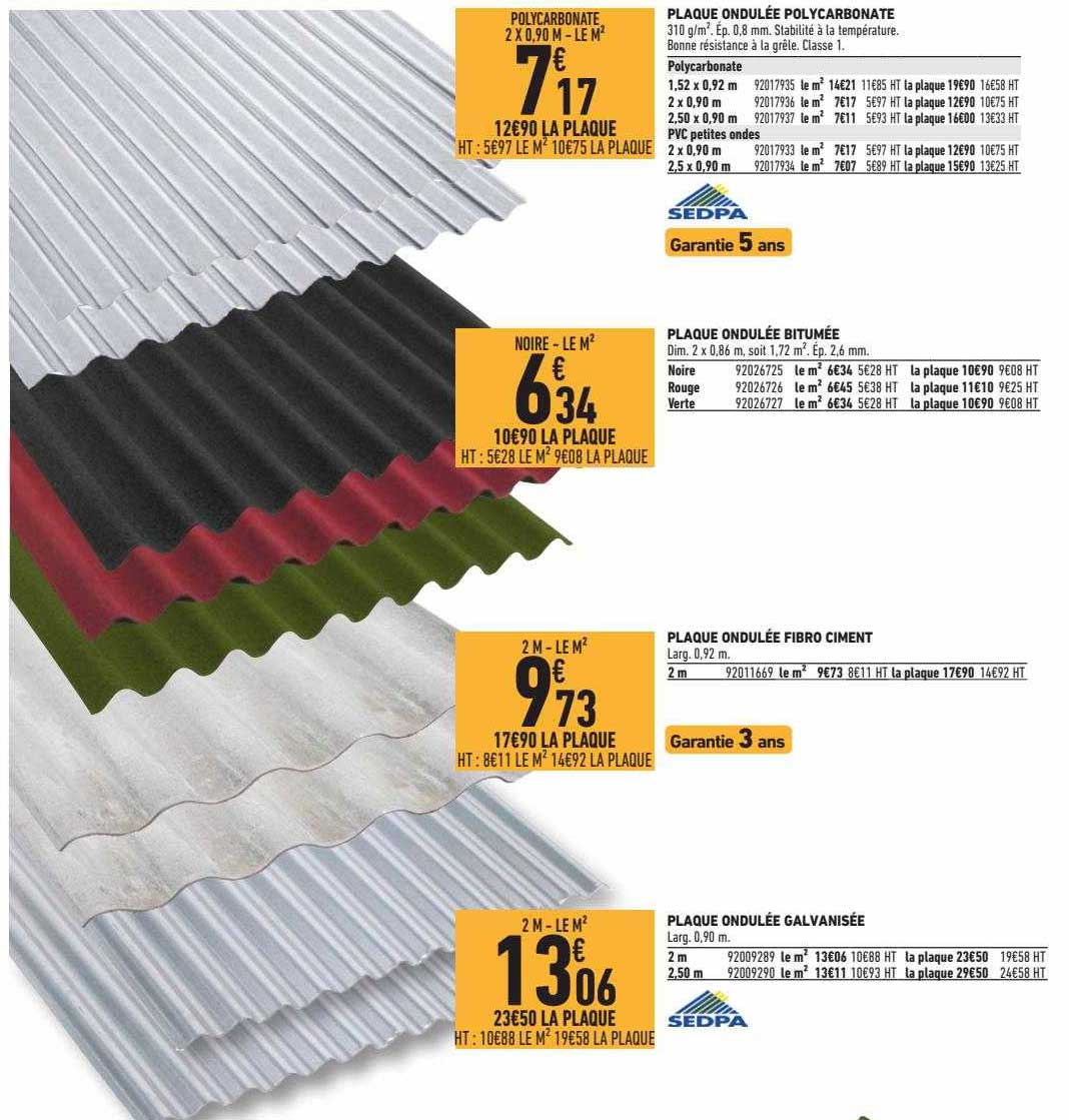 Plaque Ondulée Polycarbonate, Plaque Ondulée Bitumée, Plaque Ondulée Fibro Ciment, Plaque Ondulée Galvanisée