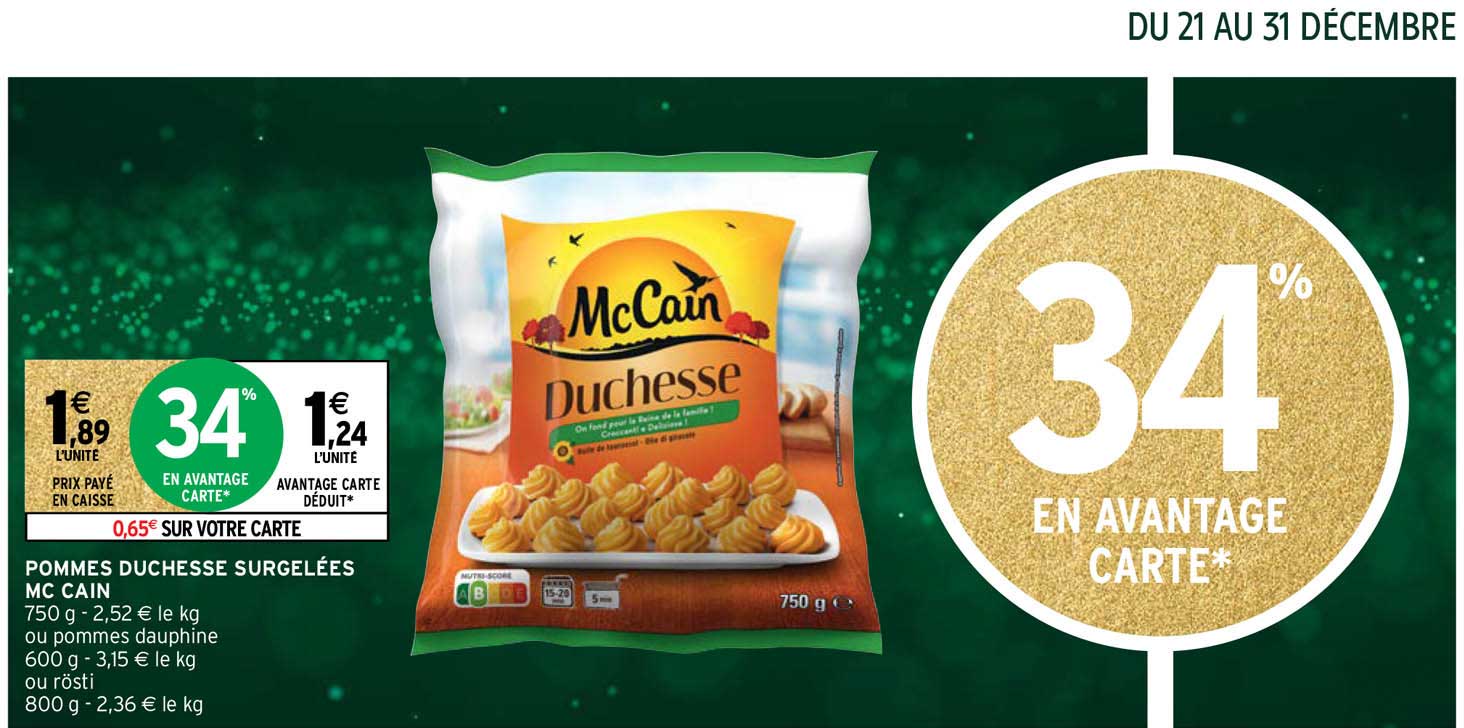pommes duchesse surgelées mc cain