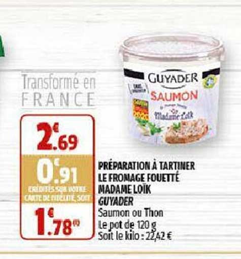 préparation à tartiner le fromage fouetté madame loïk guyader