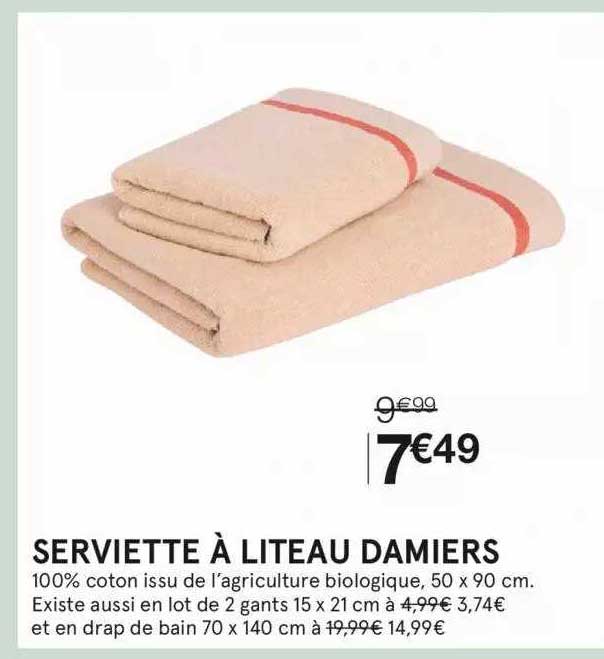 serviette à liteau damiers