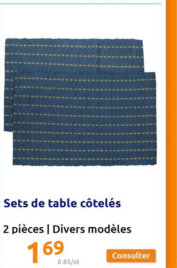 sets de table côtelés