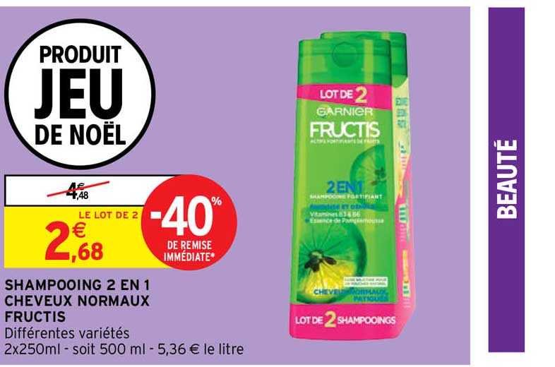 Shampooing 2 En 1 Cheveux Normaux Fructis